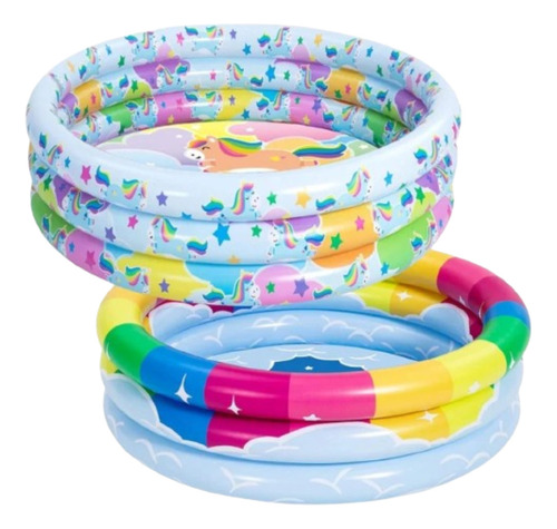 2 Piscina Inflable Plástico Niño 3 Anillos 85x25cm Verano