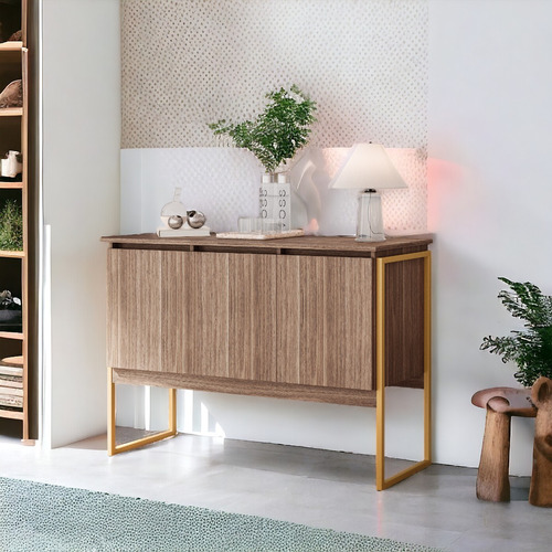 Buffet Elegante Com 3 Portas Turim Affara Dourado