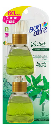 Ambientador Varitas Bonaire Agua Verbena 60ml X2