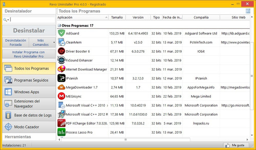 Imagen 2 de 4 de Desinstalador Programa - Revo Uninstaller Pro / Licencia