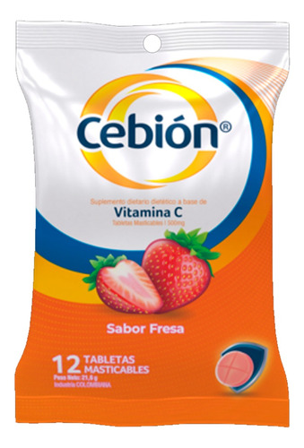 Cebion Suplemento Con Vitamina C Sabor Frutilla Sachet X 12