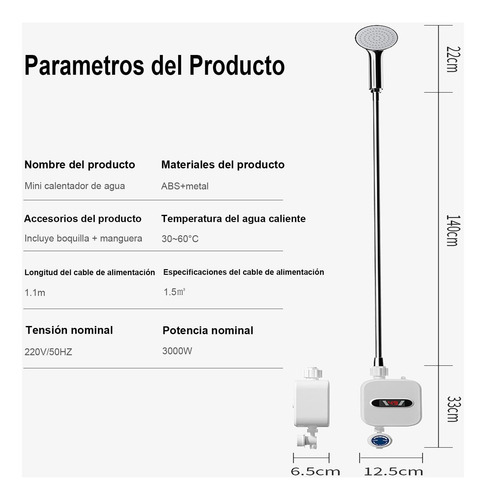 Calentador Agua Termostático Para Ducha3000w 110v Calentador