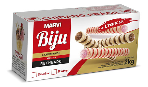 Canudo Biju Recheado Chocolate 2,0 Kg  Marvi