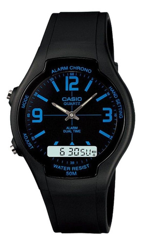 Reloj Análogo/digital Casio Aw-90h-2bvdf Resistente Al Agua