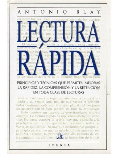 462. Lectura Rapida. Tela, De Blay. Editorial Iberia, Tapa Dura En Español