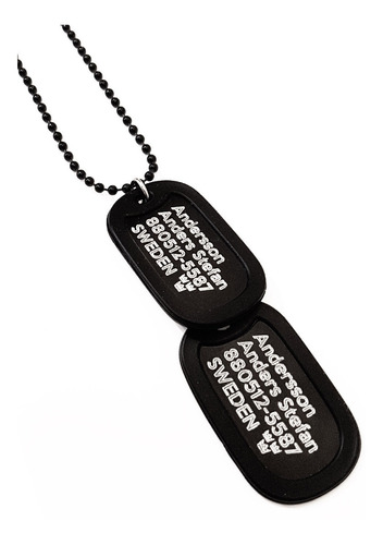Dog Tags Militares En Aluminio Negro Personalizado Grabado