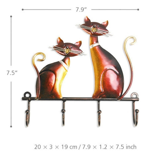 A Colgador De Pared Gancho Hierro Gato 4 Ganchos