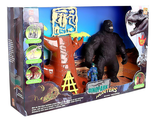 Dinopark Hunters Kit Gorila Dinossauro Boneco Com Acessórios