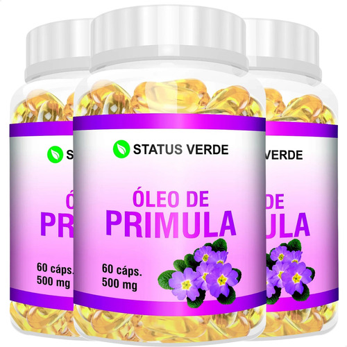 3 Potes Óleo De Primula 100% Natural - Kit 180 Cáps Sabor Sem Sabor