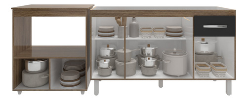 Balcão Gabinete Pia 140 Cm Com Forno Elétrico E Microondas