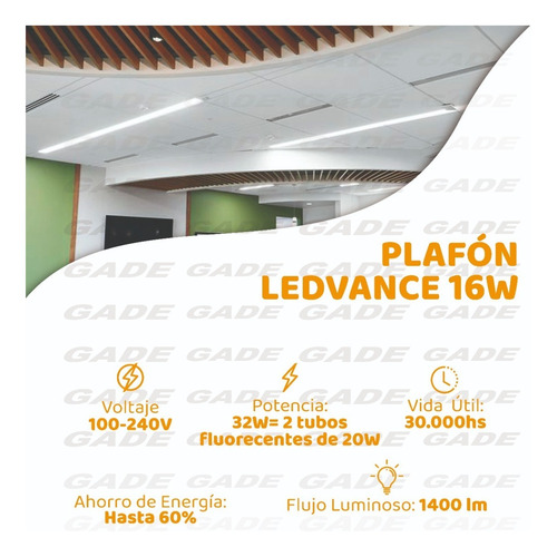Imagen 2 de 6 de Luminaria Ledvance 16w Plafon Lineal 60cm Luz Fria