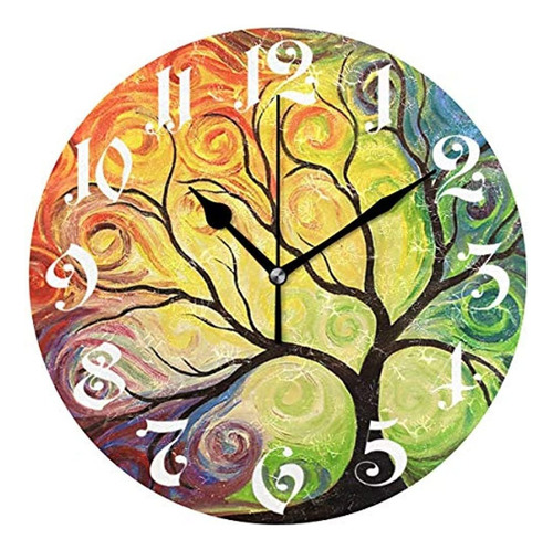 Wamika Reloj De Pared Árbol De La Vida Arco Iris Rama Hojas