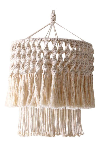 Lámpara De Macramé Boho, Estructura Metálica 30x40cm