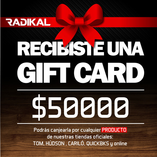 Gift Card Radikal Racing Indumentaria Casual Mx/mtb/atv