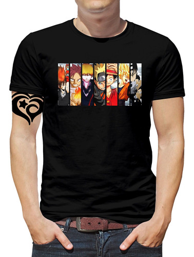 Camiseta De Anime Plus Size Masculina Blusa Preto