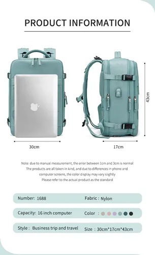 Mochila Viaje Carry On Equipaje Cabina Avion Viral Amazon
