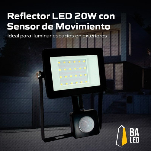 Imagen 6 de 10 de Reflector Led 20w iMac Con Sensor Movimiento Alta Potencia