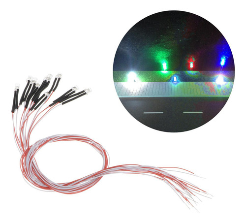 2 X 10 Piezas Precableado 3mm Led Diodo Luces Dc3v Emisión .