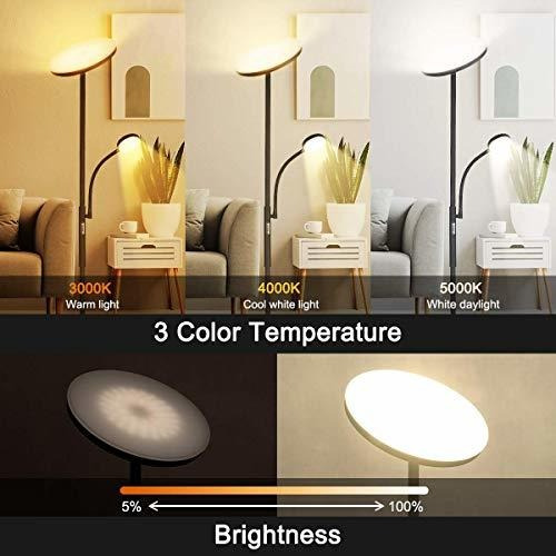 Soarz Torchiere Lampara Pie Led Lectura Ajustable 2000 Luz
