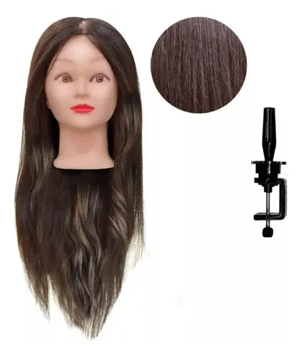 Cabeza De Práctica Cabello Largo 80% Pelo Natural