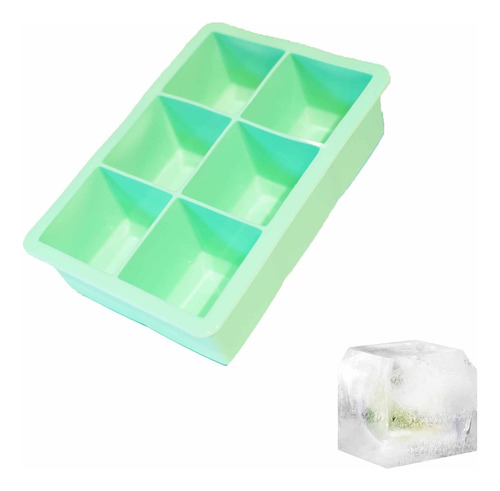 Cubetera De Silicona Xl Ionify Para 6 Cubos De Hielo Color Verde pastel