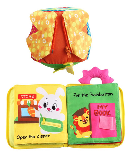 Imagen 1 de 6 de Juguete Montessori Cubo De Vestir Con Libro De Tela Suave