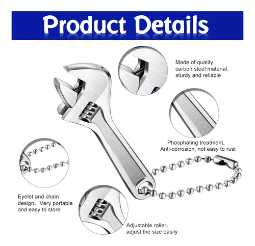 Llave inglesa ajustable de 2.5 pulgadas, llave pequeña plateada para  industria y reparación de automóviles (paquete de 1)