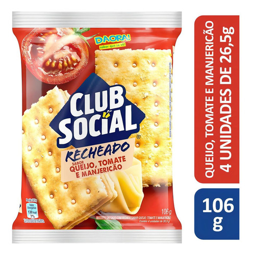 Kit C/ 2 Biscoito Recheado Queijo Tomate E Manjericao Club