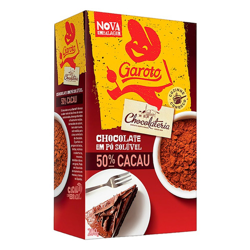 Chocolate Em Pó Solúvel 50% Cacau Caixa Com 200g Garoto