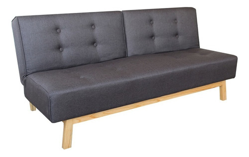 Sofa Cama Margarita - Madera Y Tapiz Color Gris Diseño De La Tela Lino