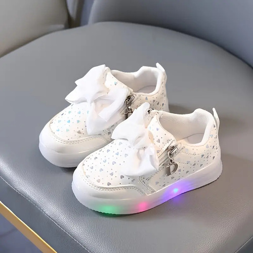 Tenis Con Luz Led Zapato Para Niiñas Corazones