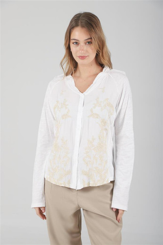 Camisa Pina Premium De Fibrana Con Bordes Bordados Gu70008
