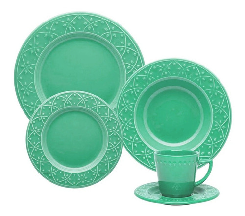 Set Juego De Vajilla X 20 Piezas Porcelana Salvia Oxford 