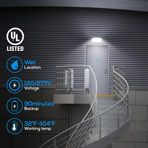 Leonlite Pack of Emergence Led Lights for Outside, Comerciales Output Battery, Certified For UL, 120/277 V