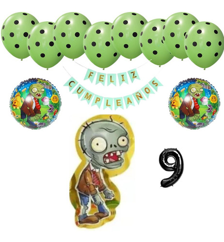 Pack De Globos Metalizados Plantas Vs Zombies X 15 Unidades Plantas Vs Zombie Nro. 9