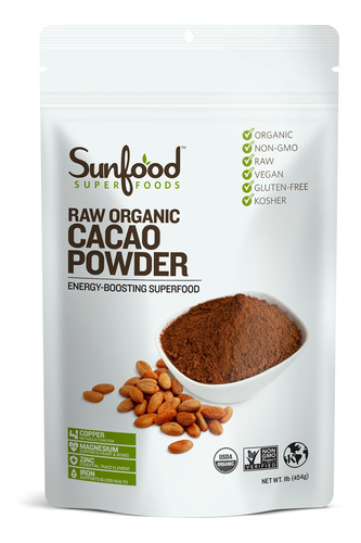 Cacao En Polvo Orgánico Sunfood Superfoods 1 Libra