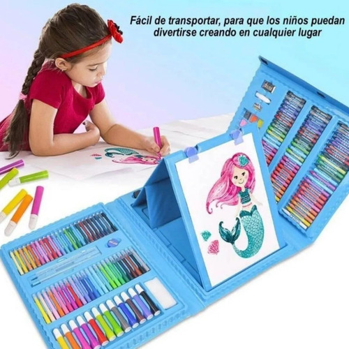 Imagen 5 de 5 de Set Dibujo Portátil 208 Piezas De Arte Para Niños Kit