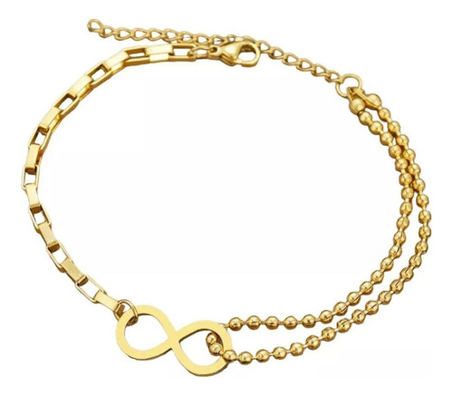 Pulseira Feminina Infinito - Banhada A Ouro 18k