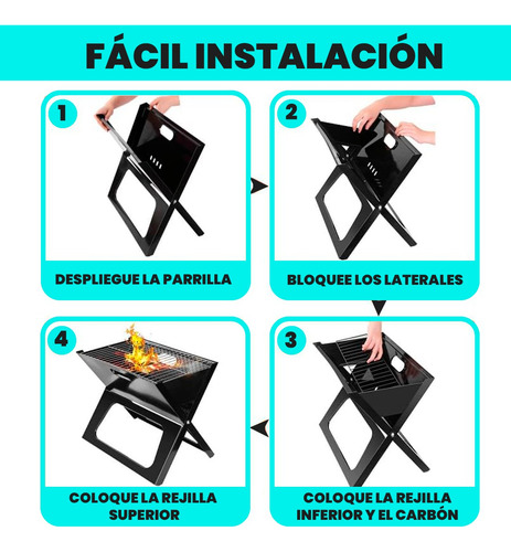 Parrillero Plegable De Camping Portátil Metal Premium