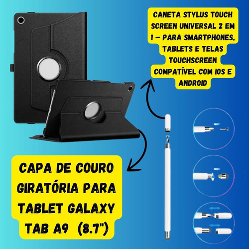 Tablet Samsung A9 Wi-fi 128gb 8gb 8.7 C/ Teclado Bt E Capa Cinza