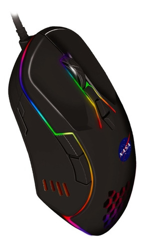 Mouse Alámbrico Gamer Luz Rgb De Nasa Hasta 6000 Dpis Negro