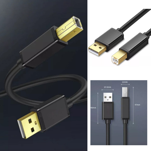 Cable Usb A - Usb B 2.0 Para Impresora Todo En Uno De 10 Met