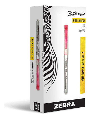 Resaltador Tinta Líquida Zebra Zazzle, Punta Cincel, Rosa