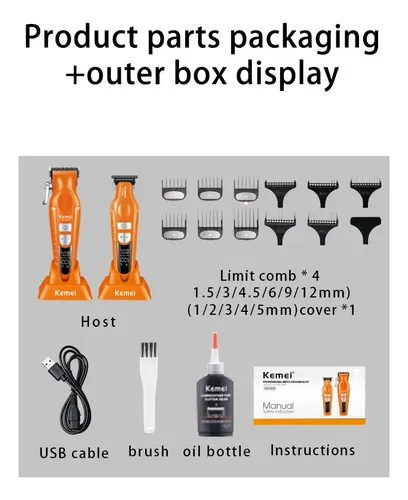 Super Combo Kemei Profesional Inalámbrico Con Base Km-8543