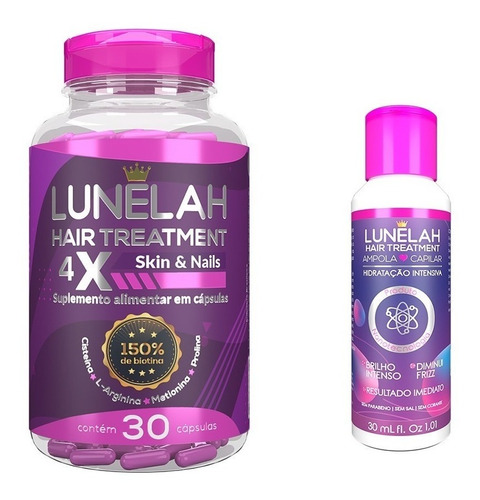 Hidratação Para Cabelo 150% Biotina 30 Caps E Ampola Lunelah