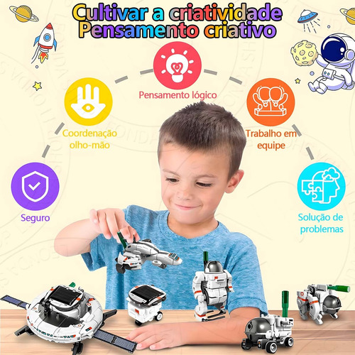 Robô 6 Em 1 Espaço Energia Solar Kit Robótica Educacional