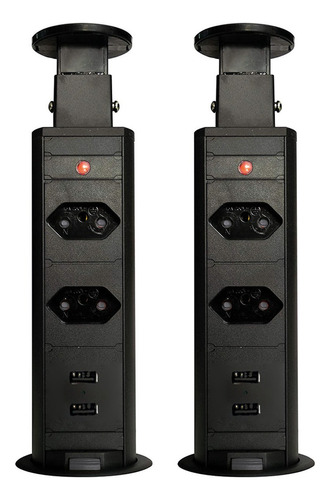 2 Torres De Tomada Multiplug Com 2 Entradas Usb -preto Cor Preto