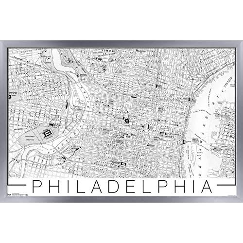 Mapa De Filadelfia Póster De Pared, 14.725  X 22.375 ,...