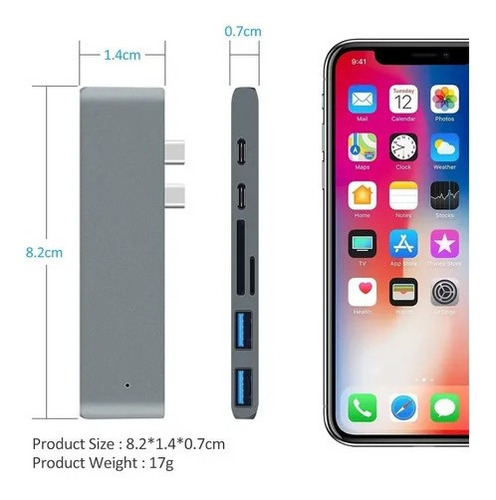 Imagen 4 de 7 de Adaptador Usb C Hub Thunderbolt 3 Hdmi Para Macbook Pro/air