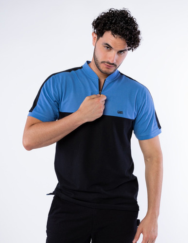 Playera Polo De Cuello Henley Con Medio Cierre Para Hombre